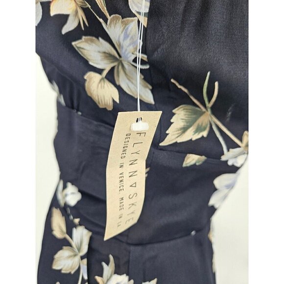 New Flynn Skye Olivia Mini Dress Womens M Black Roses Floral Rayon Pockets - Picture 5 of 8